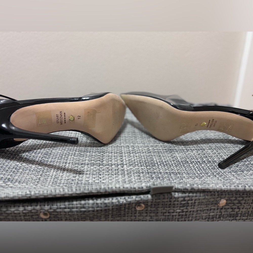 Stuart Weitzman PVC black leather ankle strap heel size 12. - Picture 11 of 14